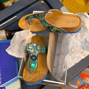 Blue crystal sandals